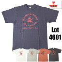 ウエアハウス WAREHOUSE Tシャツ Lot 4601 HOLMES MARSHALL 半袖 消防士 カットソー プリント TEE シャドウボーダー ムラ糸 未洗い ロゴ 綿 コットン アメカジ ヴィンテージ メンズ レディース 人気 2025年 春夏 新作 日本製