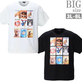 プリントTシャツ 大きいサイズ メンズ 半袖 PLAYBOY プレイボーイ ガールプリント C040510-11