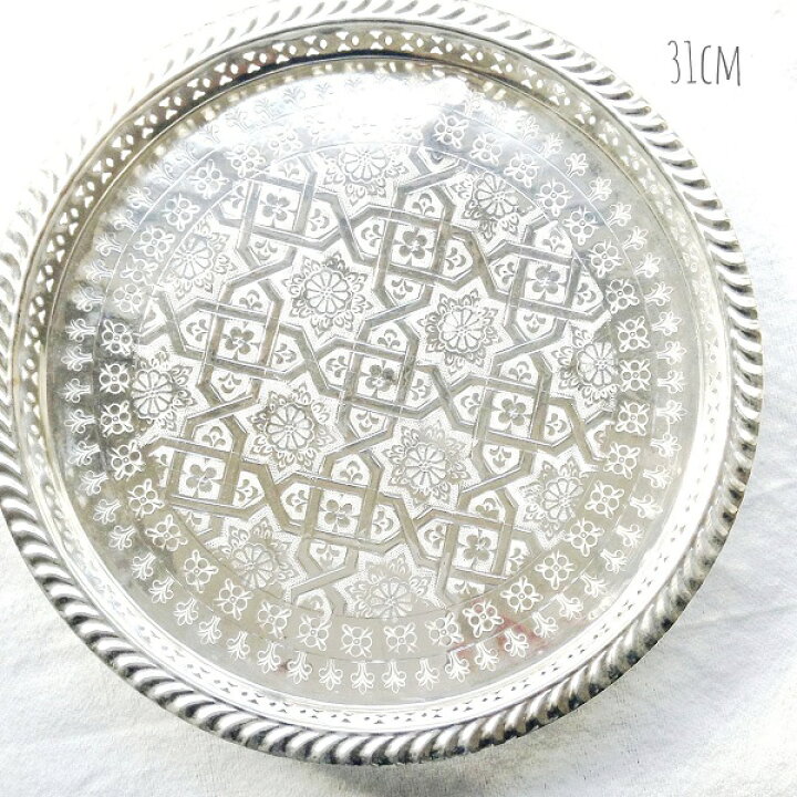 楽天市場】脚付き シルバー カラー トレー31cm(トレイ お盆 トレー  