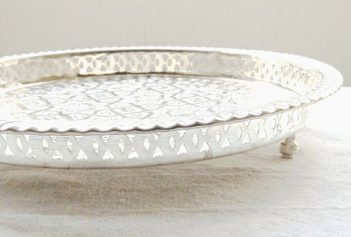 楽天市場】脚付き シルバー カラー トレー31cm(トレイ お盆 トレー  