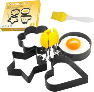 エッグリング キャラ弁当 目玉焼きリング DIY お手入れ簡単 お菓子作り 手作り パンケーキ 製菓道具 リング 金型 4個セット 型