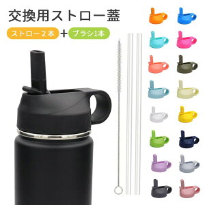 ほとんどのスポーツウォーターボトルに対応 ストロー2本+掃除ブラシ1本付き 蓋 水筒 広口ストロー蓋 交換用ストロー蓋 キャップ