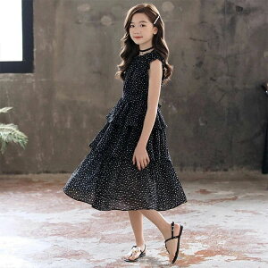小学生 おしゃれ 服 子供 韓国 可愛い ロング丈ワンピース ナチュラル カジュアル 女の子 子供服 キッズ 黒 夏服 春 ワンピース