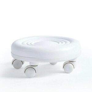 高反発 PUレザー 玄関用ベンチ 脚置きプチスツール 足置き 低い腰掛け キャスター付き 360°回転輪 円形 丸い椅子 ロースツール