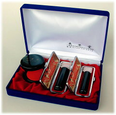 女性用/鑑定機械彫り特急印鑑/黒水牛吉相サイズ2本セット(銀行印+認印)