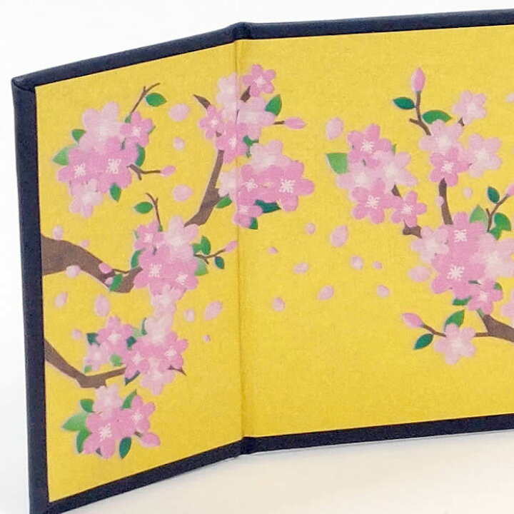 桜の三つ折り屏風 雛祭り用 手書き小米桜 空ける