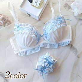 ブラジャー ブラショーツセット セット 下着 ブラジャー リボン 上下セット パンツ ゆめかわ ふんわり レース おしゃれ 人気 可愛い ふりふり