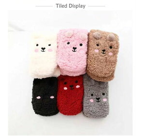 裏ボアソ ソックス くつ下 防寒 室内履き 室内ばき 冷えとり あったか クマ 可愛い 2足セット 滑り止め ルームシューズ もこもこ