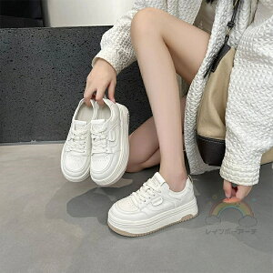 厚底 スニーカー レディース ローカット 厚手 白 カジュアル 学生 本革 秋 編み上げ 滑り止め 韓国 5cm きれいめ 身長アップ 靴 おしゃれ 細身 スニーカーレディース 歩きやすい ブランド 軽量