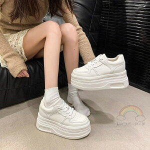 厚底 スニーカー レディース ローカット 厚手 白 カジュアル 身長アップ 春 秋 ストリートコーデ スポーツ 8cm きれいめ 靴 おしゃれ 細身 スニーカーレディース 歩きやすい ブランド 韓国 軽