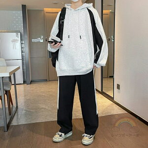 上下セット メンズ ジャージ カジュアル パーカー スウェットパンツ ゆったり おしゃれ 春 秋 ストレート フーデッド セットアップ 男性用 2点 上下 セット 長袖 スウェットシャツ 大きいサ