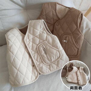 両面着 ベビー ベスト 裏起毛 あったか スナップボタン留め ベビー服 男の子 女の子 アウター 上着 ベスト ベビーベスト 服 アウターウェア おしゃれ かわいい 80cm 90cm 100cm 110cm 120cm 130cm シン