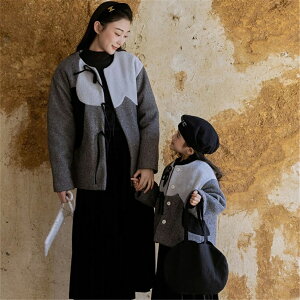 親子 ペアルック 赤ちゃん 2点セット トップス スカート パッチワークスタイル 韓国風 親子ペアルック 秋 冬 トップス ゆったり ママ 女の子 ペアルック 親子 ブランド 長袖 親子お揃い服 大