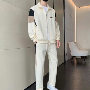 上下セット メンズ ジャージ セットアップ ファッション 韓国風 前開き 男性用 おしゃれ スウェットシャツ スウェットパンツ 長袖 春 秋 大きいサイズ ルームウェア 部屋着 ゆったり ジョギ