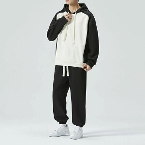 上下セット メンズ ジャージ セットアップ パッチワークスタイル ゆったり パーカー 男性用 おしゃれ スウェットシャツ スウェットパンツ 長袖 春 秋 大きいサイズ ルームウェア 部屋着 ゆ