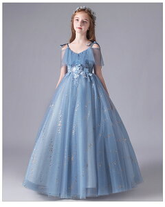 子供ドレス 子どもドレス ジュニア ピアノ発表会 中学生 高校生 大人 ゆったりサイズ 女の子 ロング 子供 ドレス オーダー メイド 150 160 170cm ブルー ドレス 大人 ピアノ 発表会 高校生 ドレス