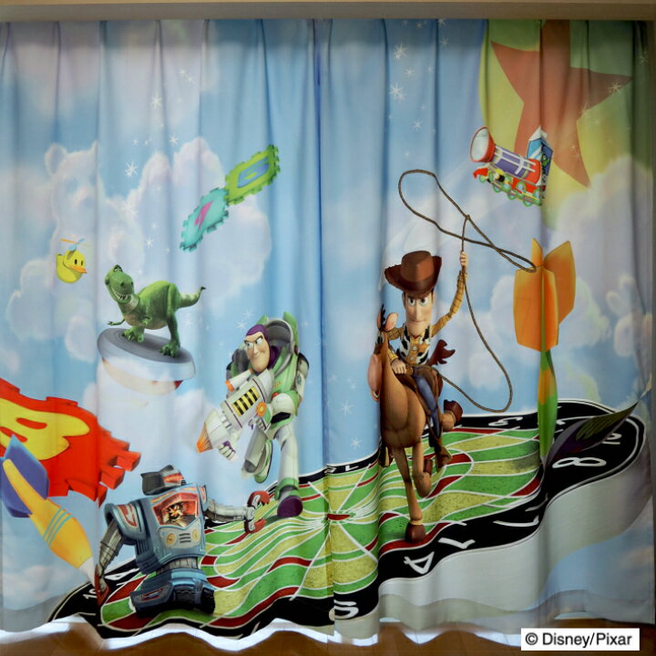 楽天市場 トイ ストーリー カーテン かわいい 子供部屋 幅100 丈135 150 178 185 0cm ディズニー Curtain Rainbow