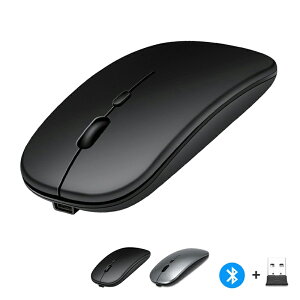 Smato デュアルモード ワイヤレス マウス 無線 充電式 静音薄型 ワイヤレスマウス Bluetoothマウス 軽量 薄型 無線マウス ノートPCマウス 持ち運びマウス USBレシーバー コンパクトマウス 出張用