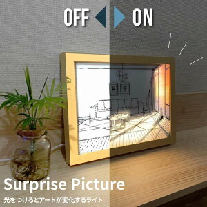 【WEB限定】サプライズピクチャー(部屋とネコ) 【ハシートップイン公式】 LEDフレームライト アートライト アートインテリアライト 絵画 インテリア