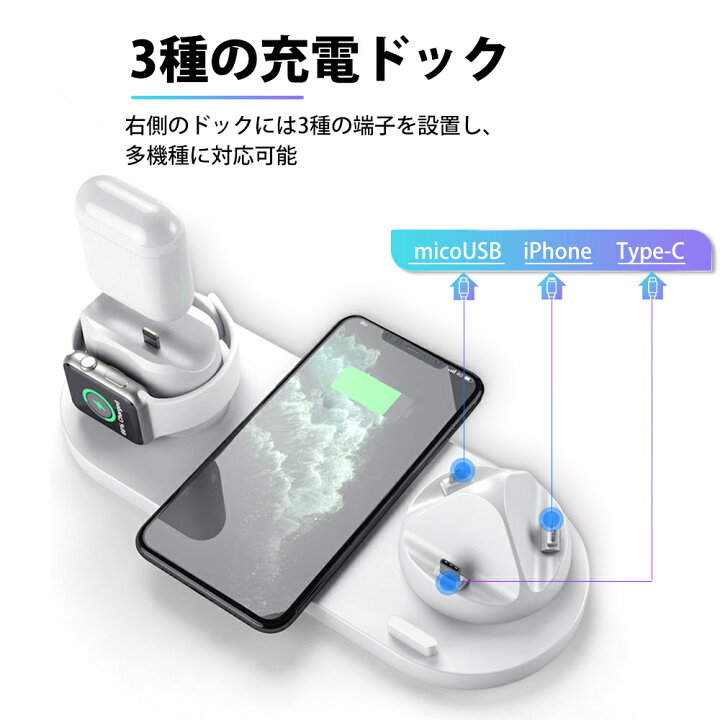 楽天市場】「6in1☆4台同時充電」 ワイヤレス充電器 ワイヤレス 充電器 