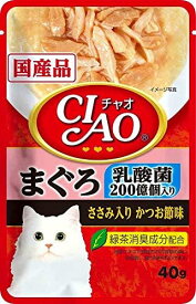 15個セット　CIAOパウチ 乳酸菌入り まぐろ ささみ入りかつお節味 40g×15個　期限2025.12以降