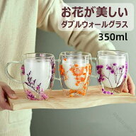 耐熱グラス 二重グラス 取っ手付き ダブルウォールグラス カップ マグカップ 350ml 2重グラス ドライフラ…