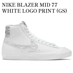 yCO 񂹏izNIKE BLAZER MID 77 WHITE LOGO PRINT (GS) DJ4624-100 Y fB[X lC 
