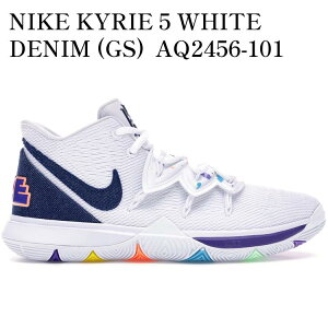 yCO 񂹏izNIKE KYRIE 5 WHITE DENIM (GS) AQ2456-101 Y fB[X lC 