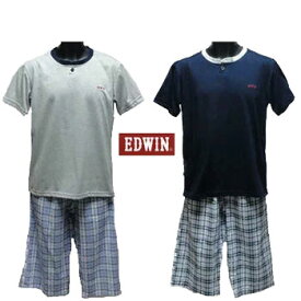 EDWIN（エドウィン)上着は薄手のニット生地（Tシャツ生地）ズボンは涼しい七分丈（サッカー生地）半袖紳士パジャマ（パジャマ　メンズ　半袖）