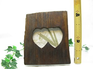 チーク古木写真たて【フォトフレーム】ハート2p-9617アジアン(アジア)テイスト タイ(チェンマイ産) 和 おしゃれ