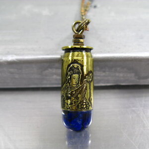 弾丸 ペンダント 薬きょう 彫刻 縁起運気【弁財天】【12mm弾45ACP】 薬莢 手作り ネックレス 実弾 アクセサリー