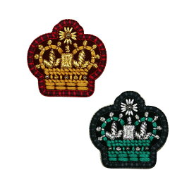 【刺繍ブローチ】ザクザクステッチ王冠Made in japan刺繍、ブローチ、全面刺繍、立体、軽い、大きめサイズ、ザクザク、手刺しゅう風