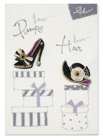 【パンプスと帽子】Made in japan、刺繍、ブローチ、軽い、エレガント、立体、クリスタルガラス