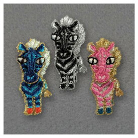 ［刺繍ブローチ］シマウマ　Made in japan、刺繍、ブローチ、全面刺繍、小さめサイズ、軽い、動物