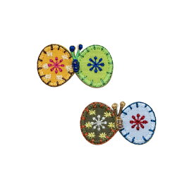 【刺繍ブローチ】アップリケ蝶　米印Made in japan刺繍、ブローチ、生地、立体、軽い、チョウチョ