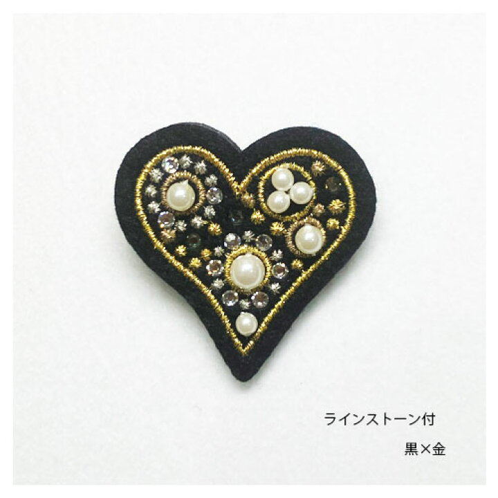 楽天市場】［刺繍ブローチ］パールビーズ ハートMade in japan刺繍 