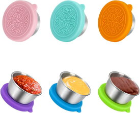 【10個セット】ステンレス製ソースカップ 50ml シリコン蓋付き 密閉保存容器 調味料入れ サラダドレッシング トマトソース おしゃれな調味料容器 コンパクト設計 衛生的で使いやすい パーティーやおもてなしに大活躍 高品質ステンレス製 シンプルでモダンなデザイン