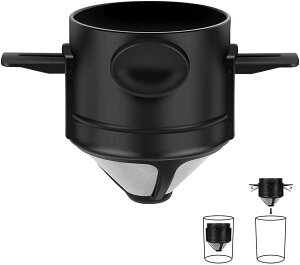 コーヒードリッパー プラスチック ステンレス製 折りたたみ 珈琲ドリッパー フィルター不要 ペーパーレス ドリッパー スタンド コーヒー おしゃれ お外コーヒー ドリップ コンパクト アウ