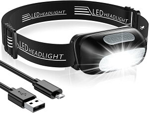 �w�b�h���C�g �[�d�� USB LED �A�E�g�h�A�p�w�b�h���C�g 40g���y�� ���P�x 5��_�����[�h �ԁ������C�g SOS�_�� ���ɂ� �w�b�h�����v �h���h�o 60°�p�x������ �ނ� ���C�g �o�R/��Ɨp/�����j