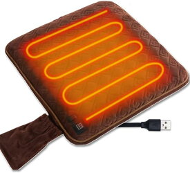 電気座布団 60℃55℃45℃恒温 45×45×3cm 足温器 シート 電気マット ミニ 椅子用 表面ふわふわ 10秒速暖 一人用 オフィス/教室/在宅勤務対応 USB給電式 水洗い可 コンパクト アウトドア適用