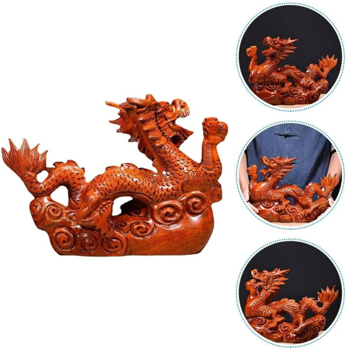 楽天市場】中国風 龍 神龍 木彫り 置物 風水 開運 高級天然ツゲ木彫り 