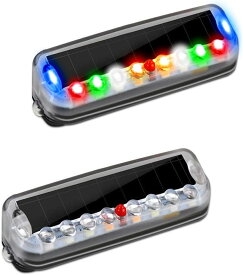 2個セット ソーラー LED警告灯 テールライト 車用 追突防止 感光センサー 振動センサー RGB点滅 ダミーセキュリティ 後続車 バイク 自動車用