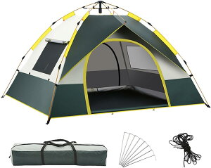 折りたたみテント キャンプ用 ポップアップテント ポータブル キャンプキャノピー 簡単セットアップ 小型軽量 キャンプテント 耐久性 生地二重ドアキャンプテント 旅行ピクニックやアウト
