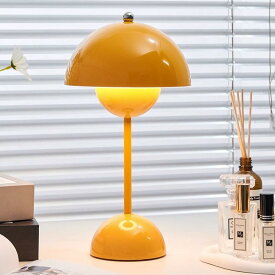 テーブルランプ テーブルライト 充電式のポータブルランプ 北欧 フラワーポット 無段階調光 3色調色 読書灯 タッチセンサー 北欧デザイン かわいい モダン シック インテリア照明 書斎 寝室 デスク (Yellow)