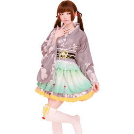アイドル風 花柄 着物ドレス 花魁 コスプレ衣装 可愛い ロリータ 和服 コスチューム ミニスカ 浴衣セット 夏祭り 花火大会 ハロウィン仮装 フリーサイズ