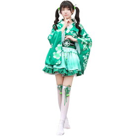 【クーポンあり！】アイドル風 花柄 着物ドレス 花魁 コスプレ衣装 可愛い ロリータ 和服 コスチューム ミニスカ 浴衣セット 夏祭り 花火大会 ハロウィン仮装 フリーサイズ