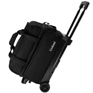 ボーリングバッグ 2個用 2ボール収納可能 ボーリング用品 ボーリングシューズ収納 ダブルローラー コンパート メント付き ホイール付き ボールボウリングバッグ 格納式ハンドル 101cmまで延