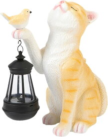 ソーラーライト猫像 - 750g目を引くガーデンかわいい猫ライト 防水芝生装飾猫ライト像 屋外装飾ライト 動物オブジェ ガーデンライト 庭園 店舗 ディスプレイ用 創作工芸品 テラス照明 プレゼントにも最適