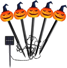 かぼちゃライト ガーデンライト ハロウィーン ソーラーライト 5 in 1 ハロウィン飾り ストリングライト ハロウィン飾り ランプ 埋め込み式 屋外 防水 自動点灯 消灯 省エネ 照明飾り お化け屋敷 お庭 雰囲気作り 飾りライト