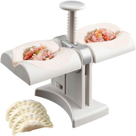 餃子メーカー 家庭用 ダブルヘッド 自動餃子メーカー 餃子包み器 餃子つくり器 作成簡単 2個同時に作る ステンレス+ABS素材 防錆防カビ 滑り止め 使いやすい